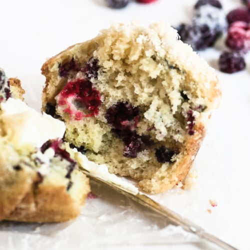 black raspberry muffin with butter