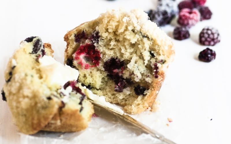 black raspberry muffin with butter