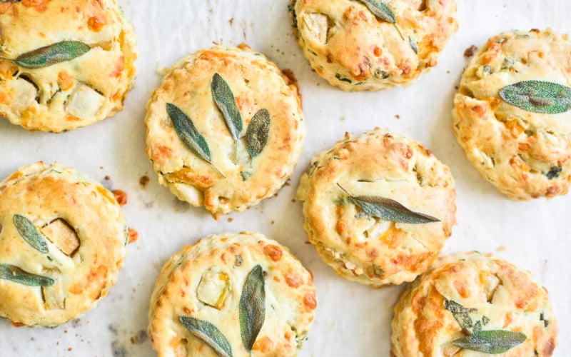 scones topped with sage
