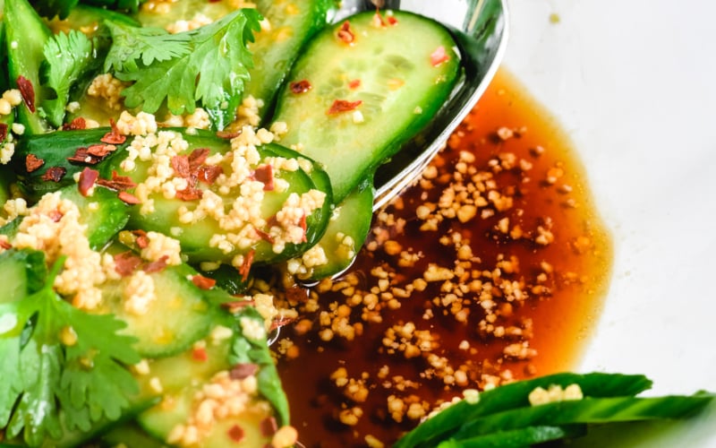 cucumber salad with Japanese dressing