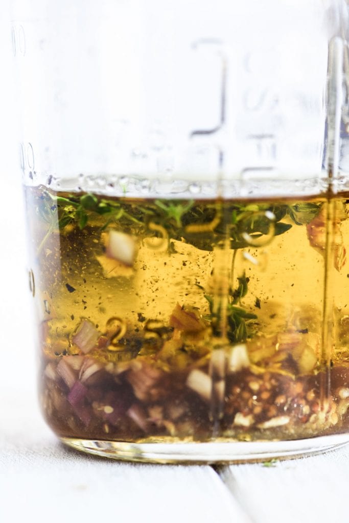 Vinaigrette salad dressing in a jar