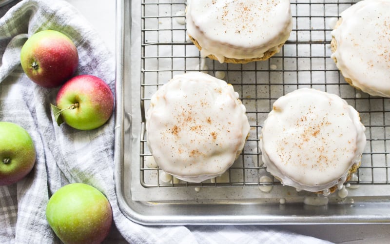 apple scones on a cooling rack