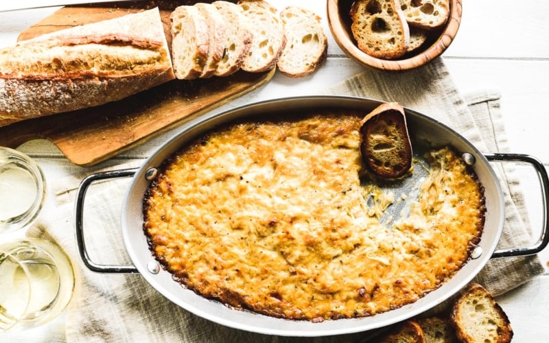 caramelized onion dip with bread
