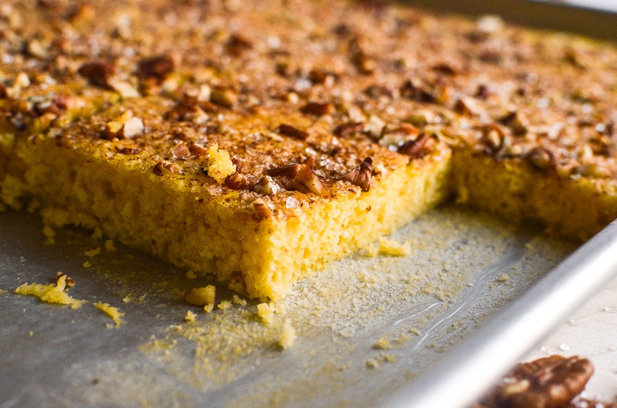 pumpkin crunch pancakes in pan