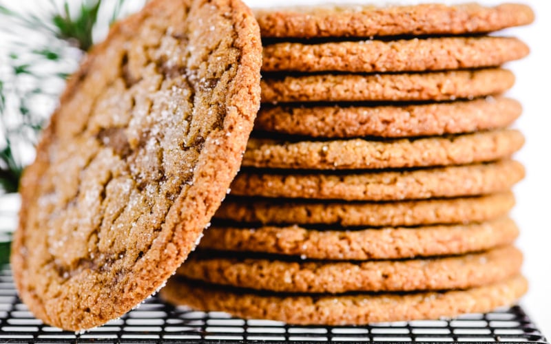 stacked chewy ginger molasses cookies
