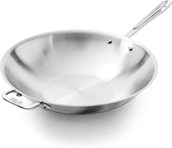 a stainless steel wok.