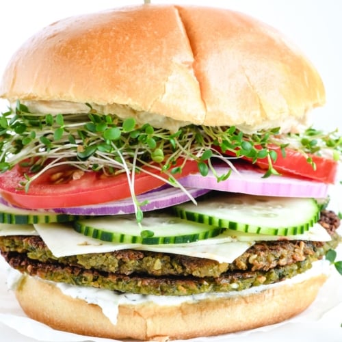 falafel burger with the works