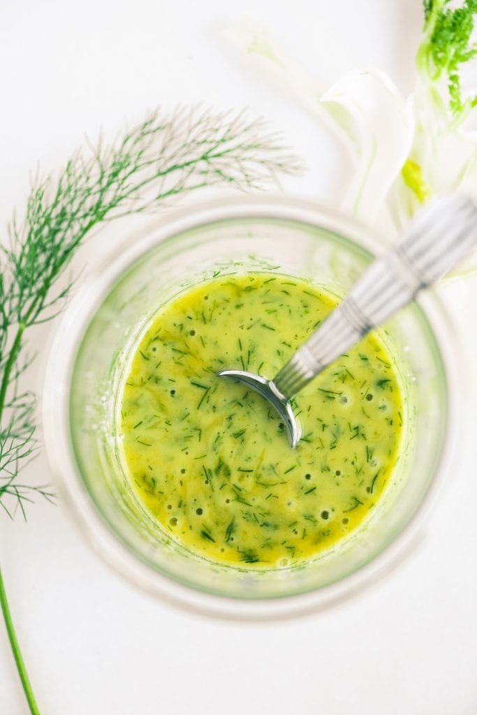 fennel vinaigrette in a jar