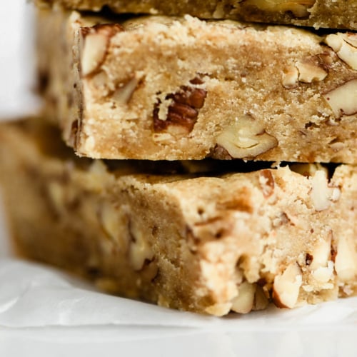 butter pecan shortbread slices, stacked