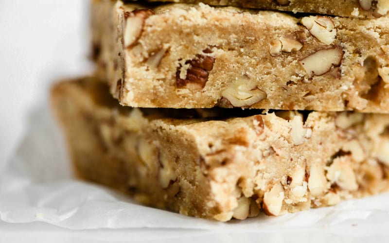 butter pecan shortbread slices, stacked