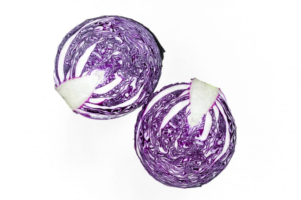 head of red cabbage, sliced