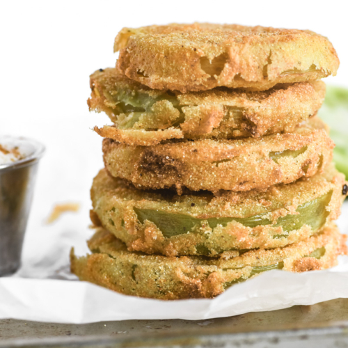 a stack of fried green tomatoes