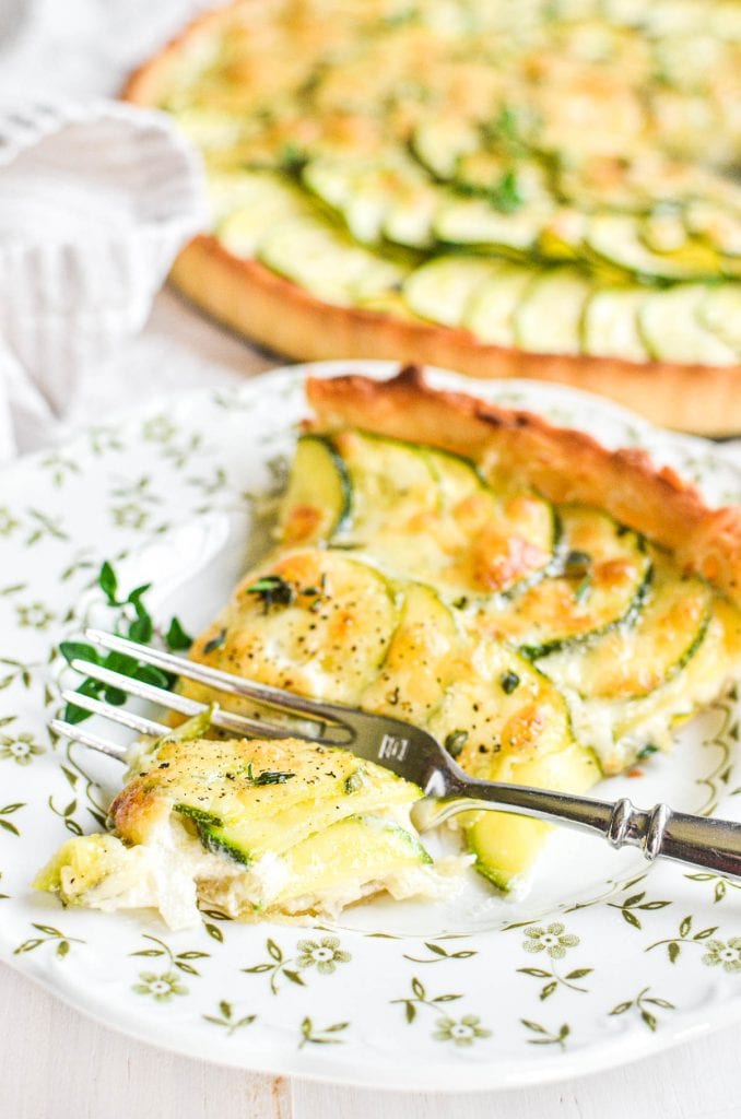 taking a bite of zucchini pie