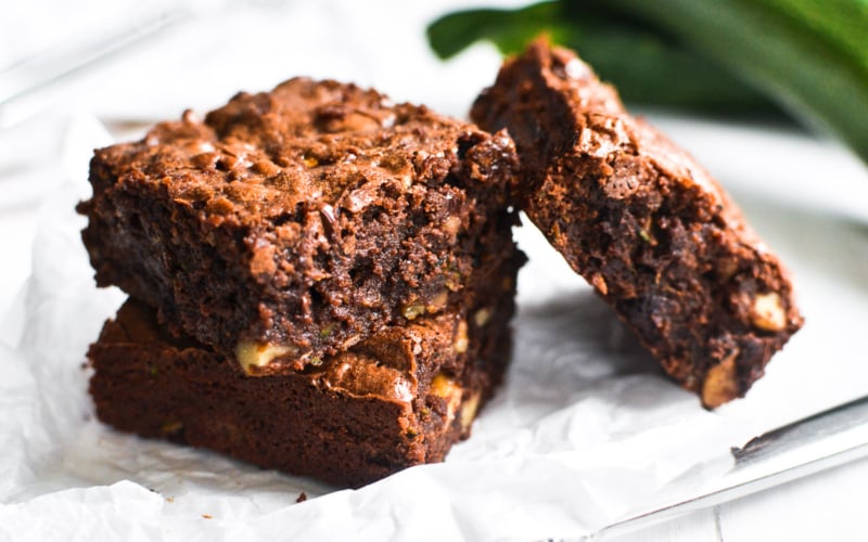 a stack of zucchini brownies