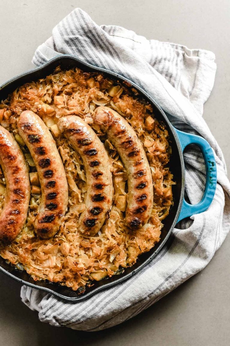 Baked Brats in Caramelized Sauerkraut • The View from Great Island