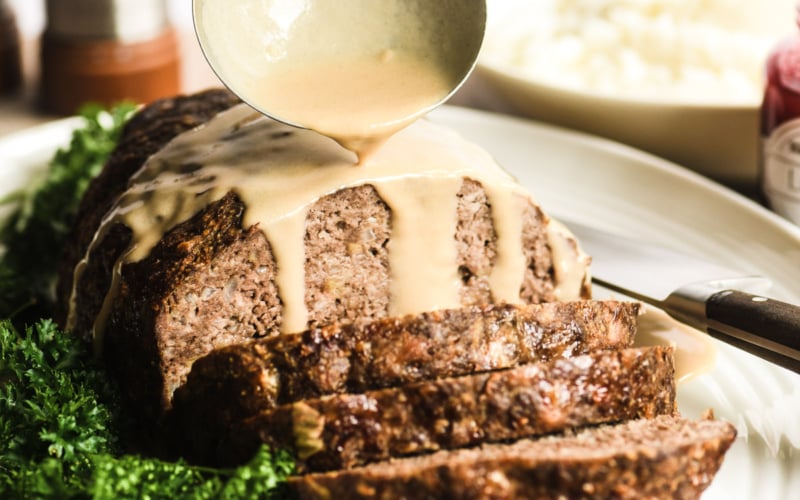graving dripping down a Swedish Meatball Meatloaf