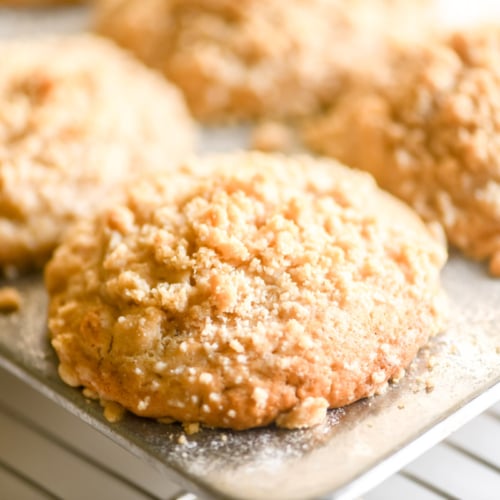 apple crisp muffins, on a cooling rack