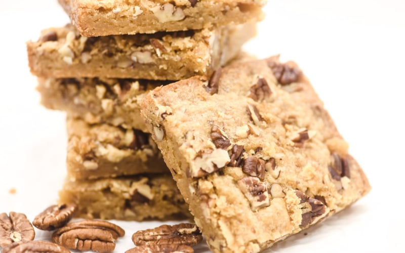 stack of toffee pecan bars