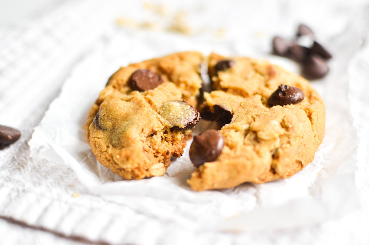 cookie for one, broken in half.