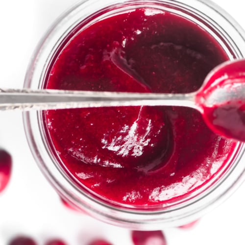 maple cranberry jam in a jar
