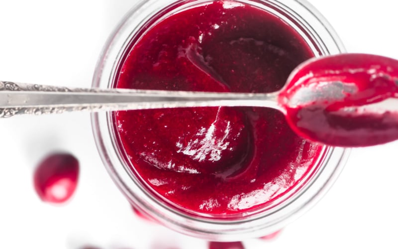 maple cranberry jam in a jar