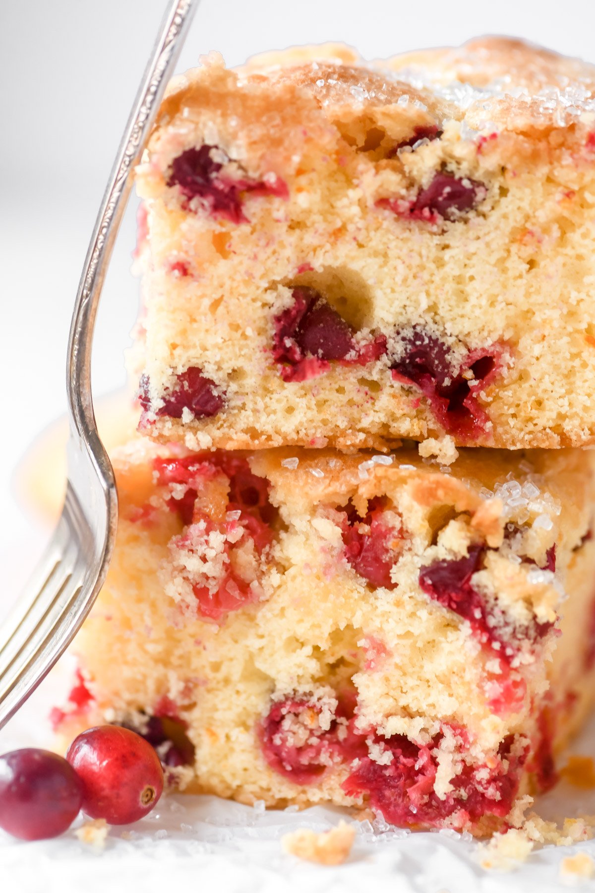 cranberry orange cake, stacked