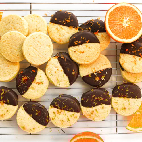 chocolate dipped orange shortbread cookies