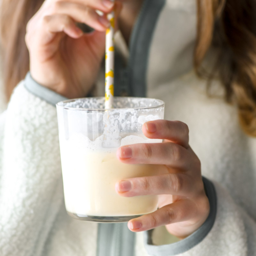 sipping a lemon ginger smoothie