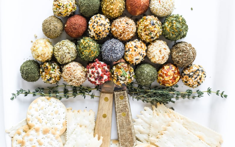 mini cheese ball holiday appetizer platter.