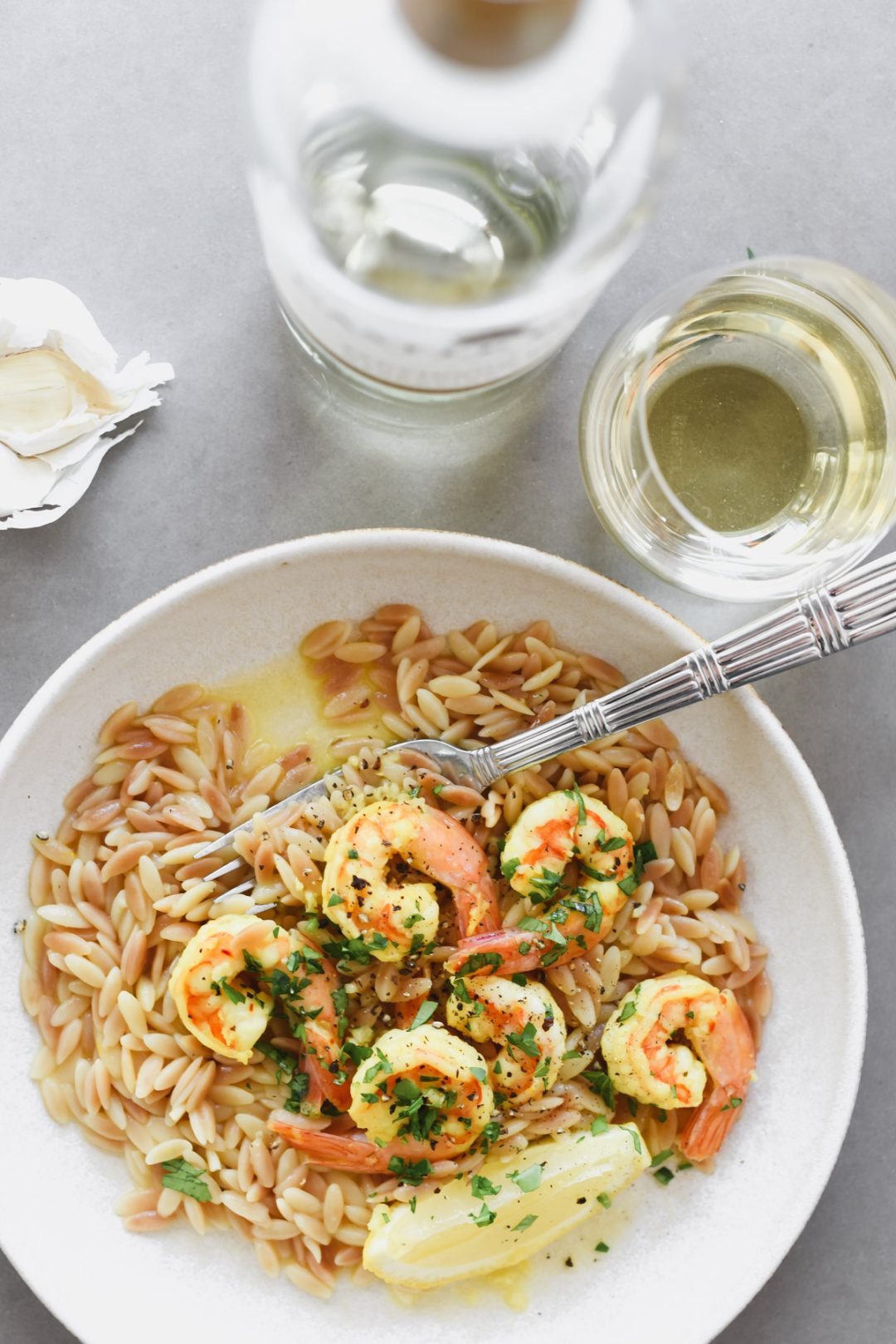 Lemon Garlic Shrimp with Orzo • 30 minutes!