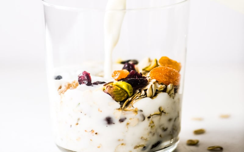 toasted muesli in a glass