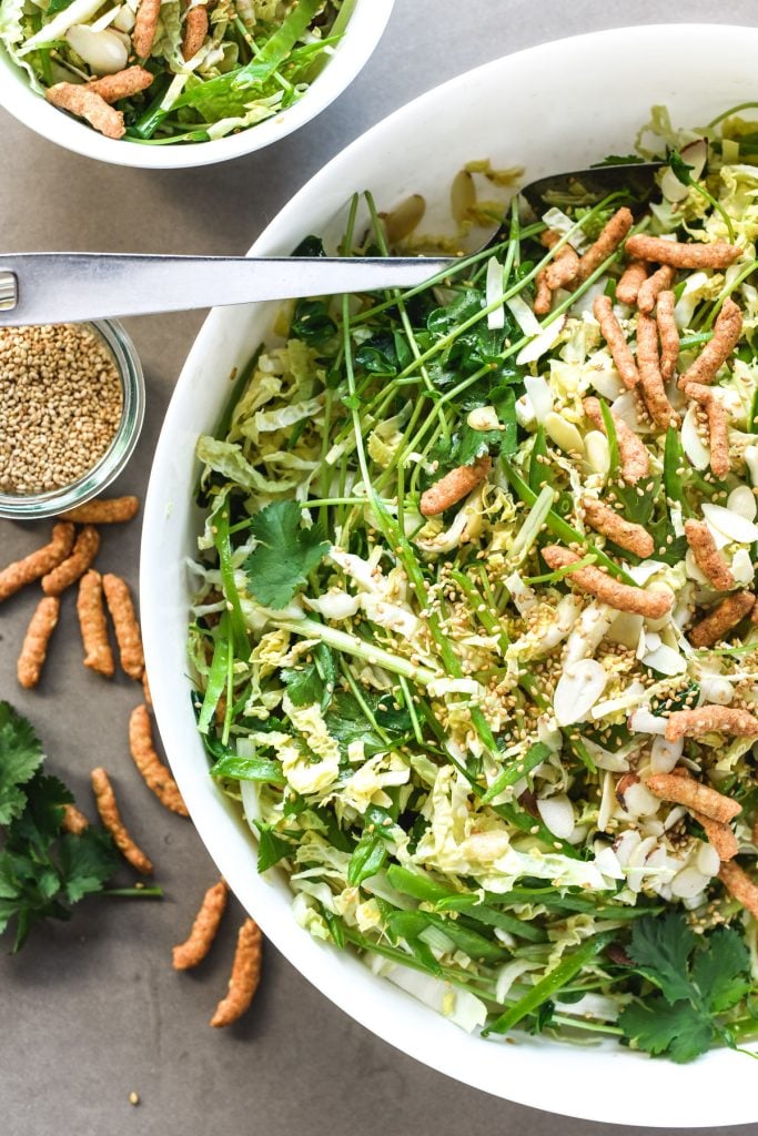 Chinese Coleslaw in a white bowl