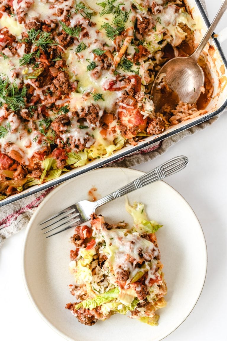Easy Stuffed Cabbage Casserole • no rolling!