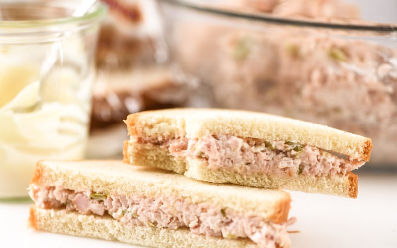 Ham salad sandwiches with white bread