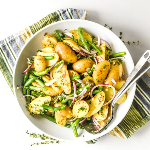 potato and green bean salad with mustard dressing String Bean and Potato Salad