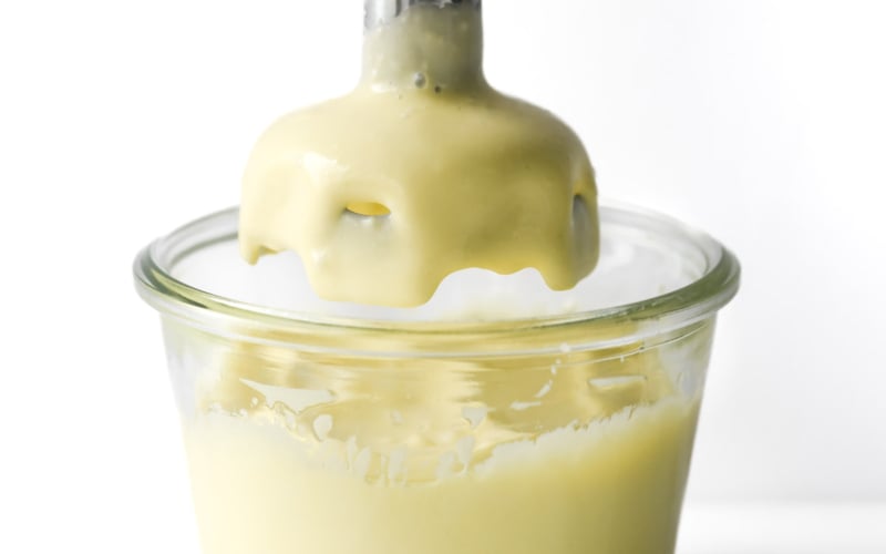 making homemade aioli
