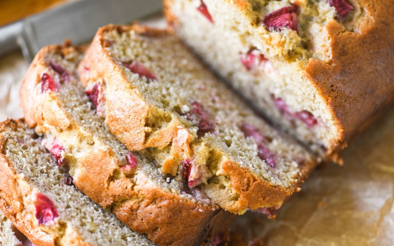 strawberry banana bread, sliced