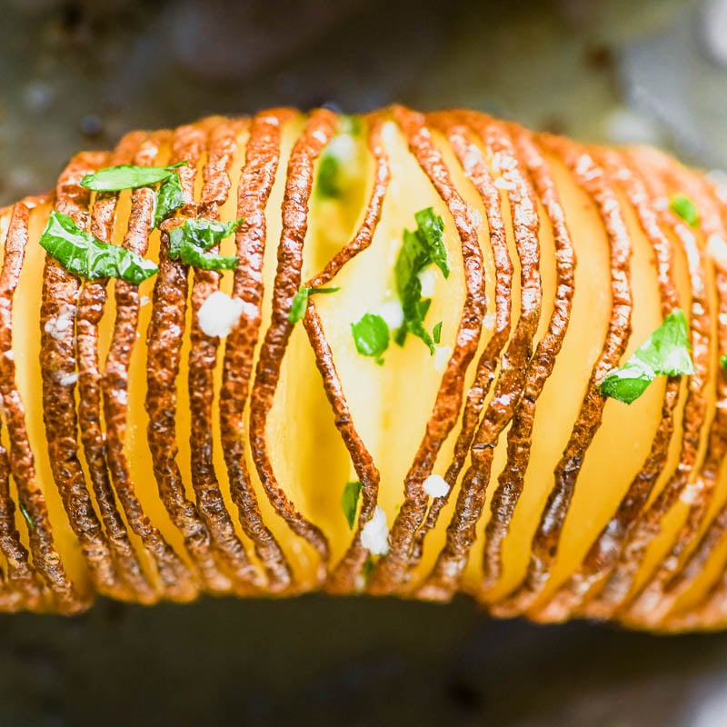 Hasselback Potatoes with Lemon Garlic Butter • best potatoes EVER!