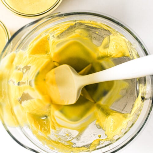 Making blender lemon curd in the blender.