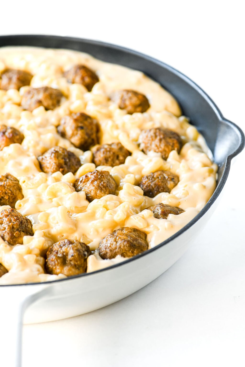 Meatball Macaroni and Cheese • the CREAMIEST recipe!