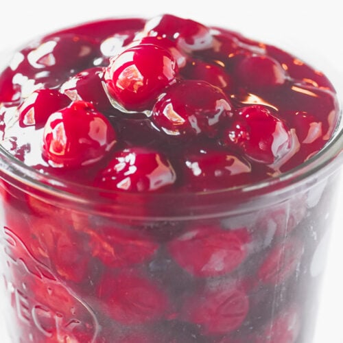 Cherry Pie Filling recipe, in a jar.