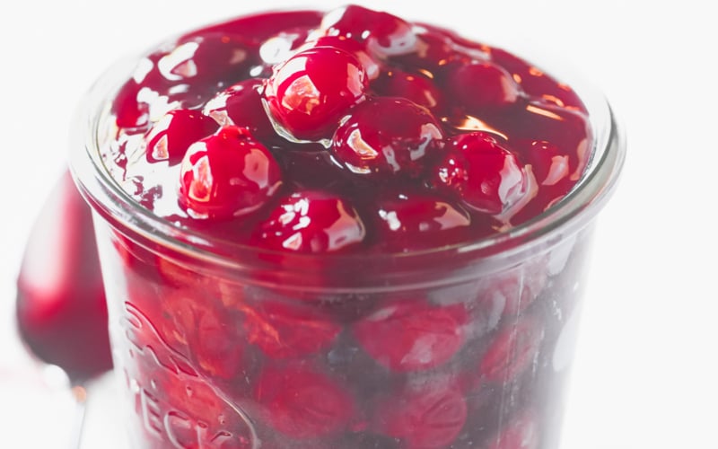 Cherry Pie Filling recipe, in a jar.