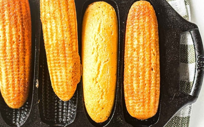 Baked corn sticks popped out of pan.