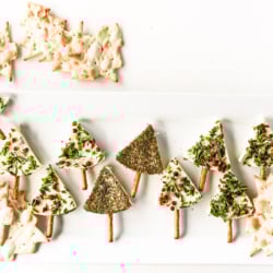 Appetizer cheese trees with pretzel trunks.