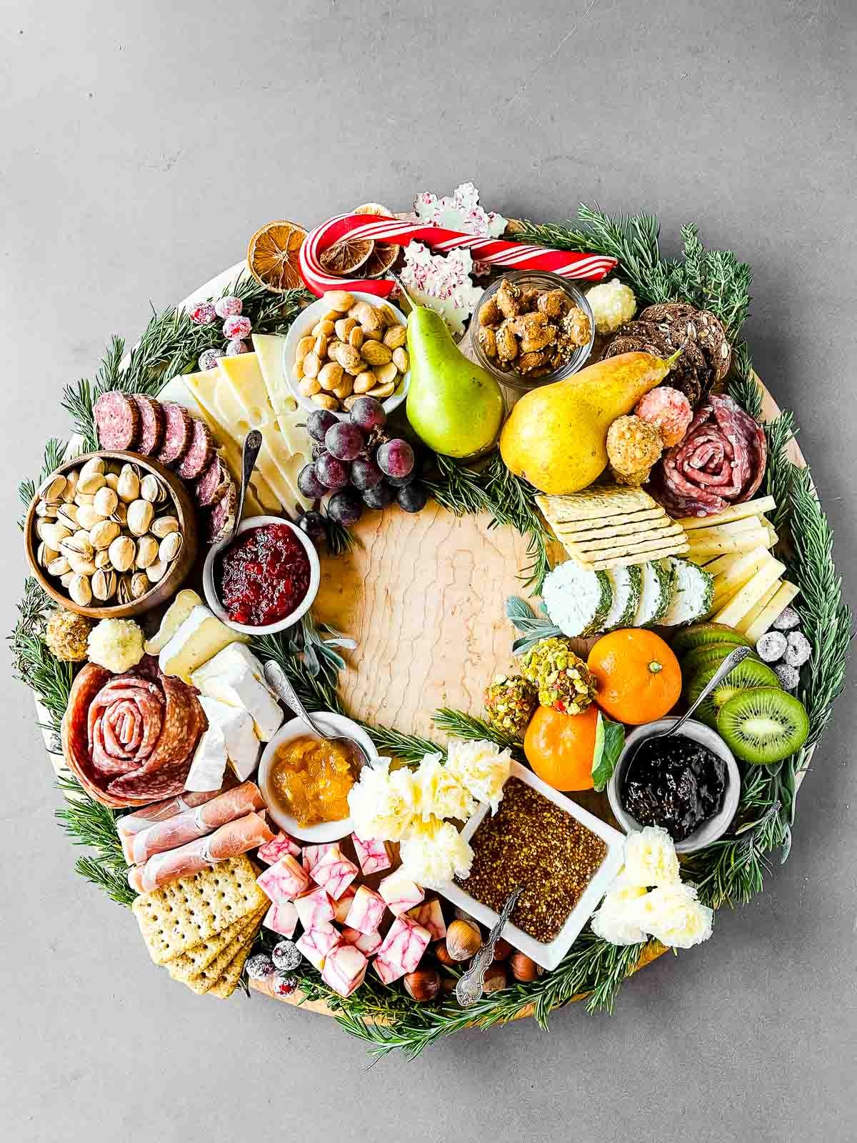 holiday wreath appetizer platter.