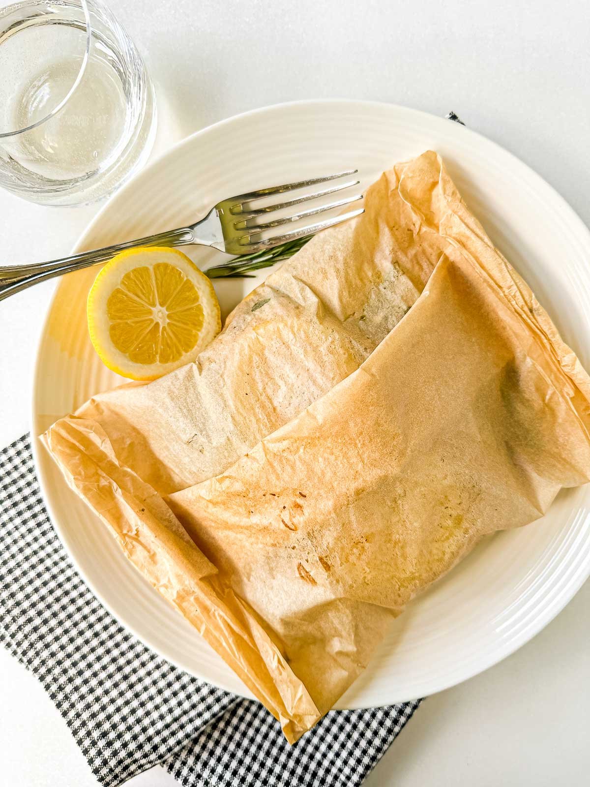 a packet dinner ~ salmon cooked in a parchment packet.