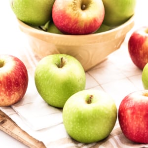 apples ready to bake into Fall apple cakes.