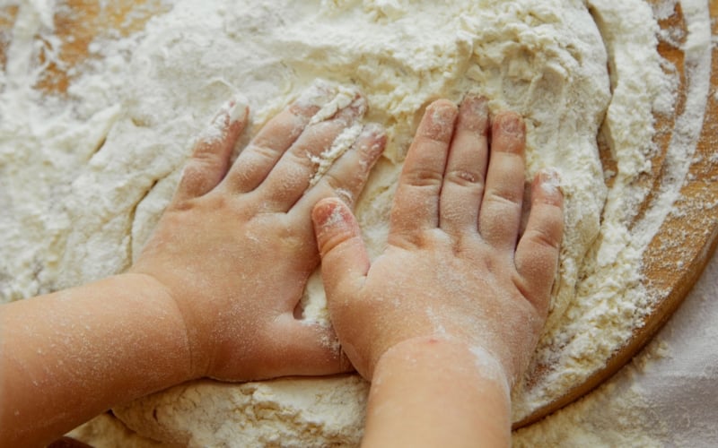 kids hands, baking.