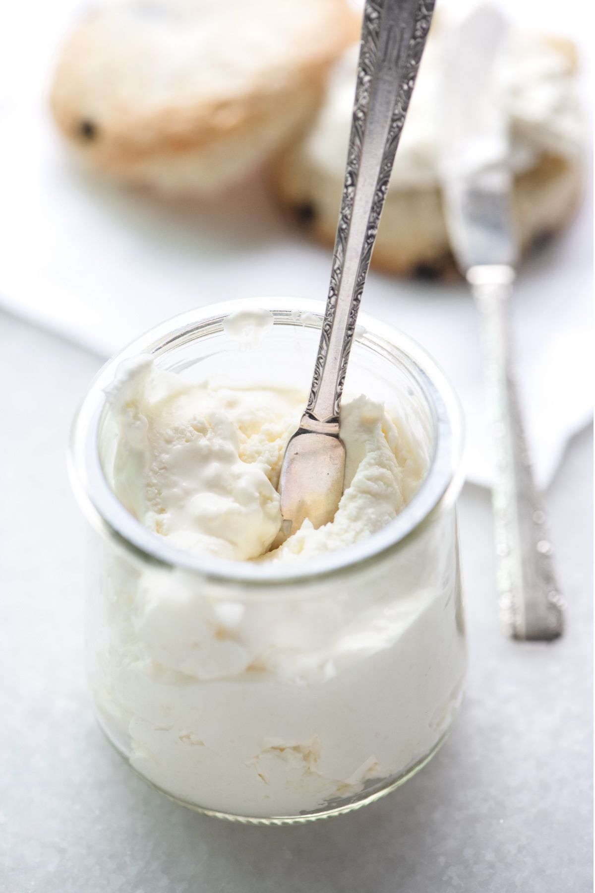 clotted cream in a small jar.