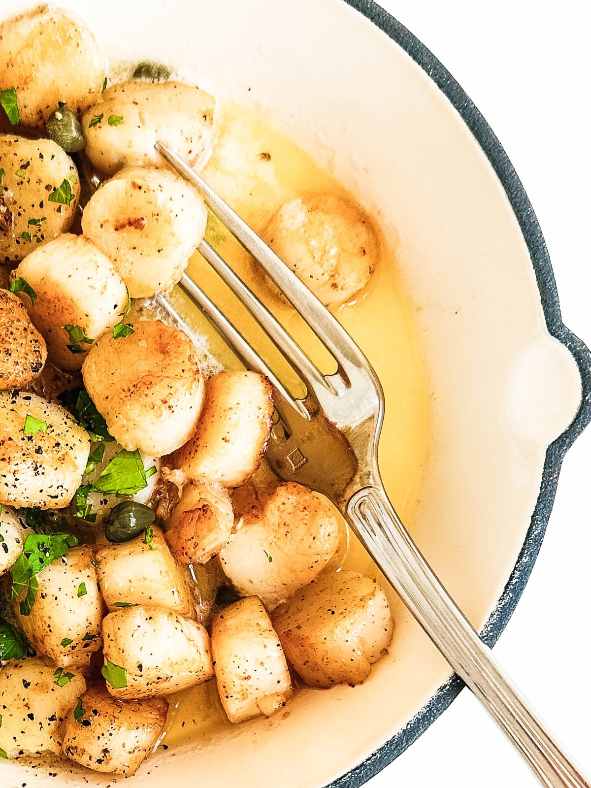 golden bay scallops seared with lemon butter.